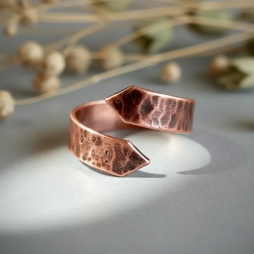Copper Arrow Ring Close-Up