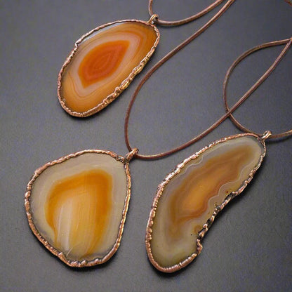 Red Agate Slice Necklace | Handmade Boho Copper Jewelry - Blackbird & Sage Jewelry