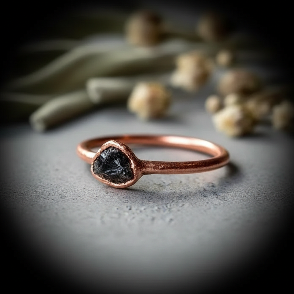 Dainty Black Tourmaline Ring Second Angle