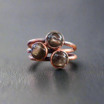 Handmade Black Moonstone Ring in Electroformed Copper Jewelry - Blackbird & Sage Jewelry