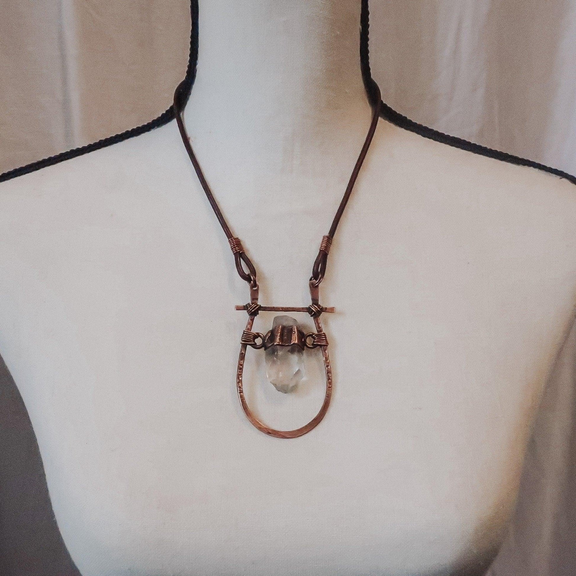 Quartz Talisman Necklace with Copper Pendant for Energy - Blackbird & Sage Jewelry