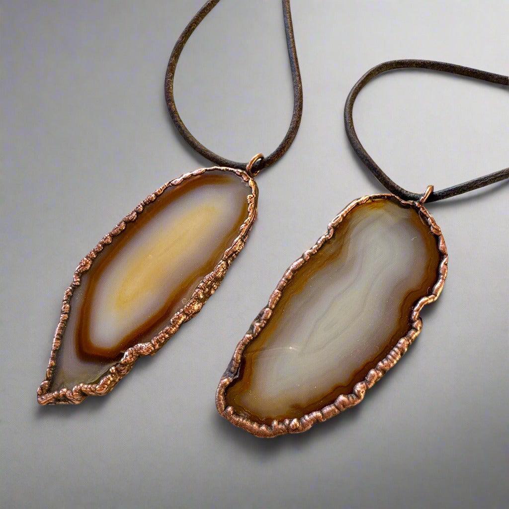 Red Agate Natural Stone Necklace with Copper Pendant - Blackbird & Sage Jewelry