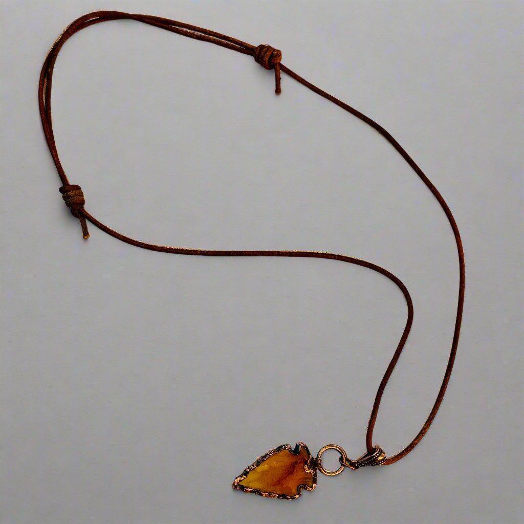 Handmade Carnelian Arrowhead Necklace - Adjustable and Unique - Blackbird & Sage Jewelry