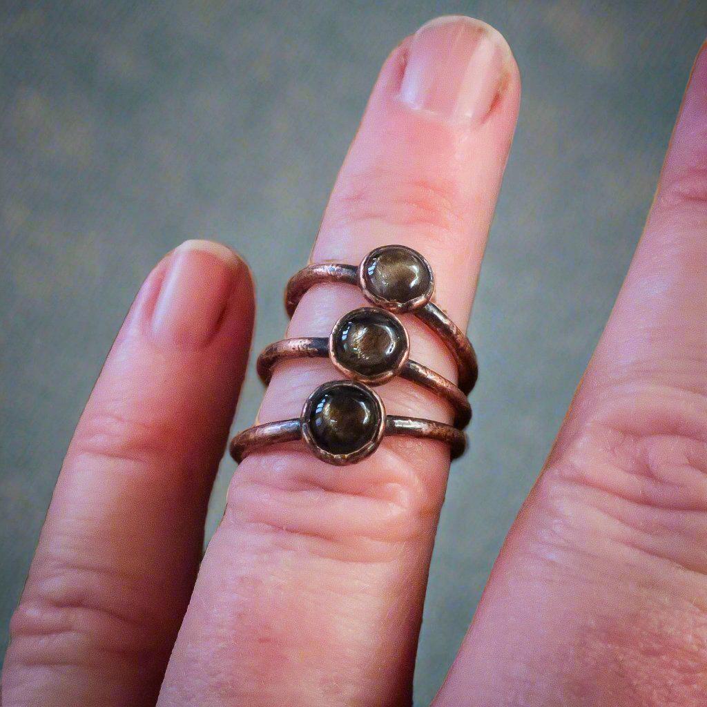 Handmade Black Moonstone Ring in Electroformed Copper Jewelry - Blackbird & Sage Jewelry