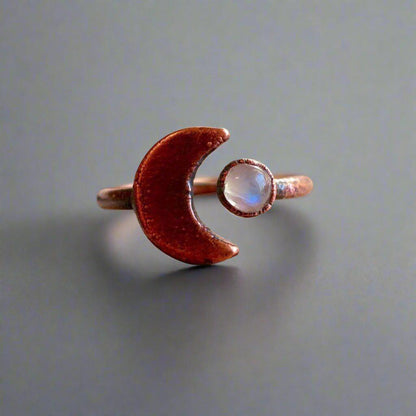 Moonstone Eclipse Open Ring in Copper for Unique Style - Blackbird & Sage Jewelry