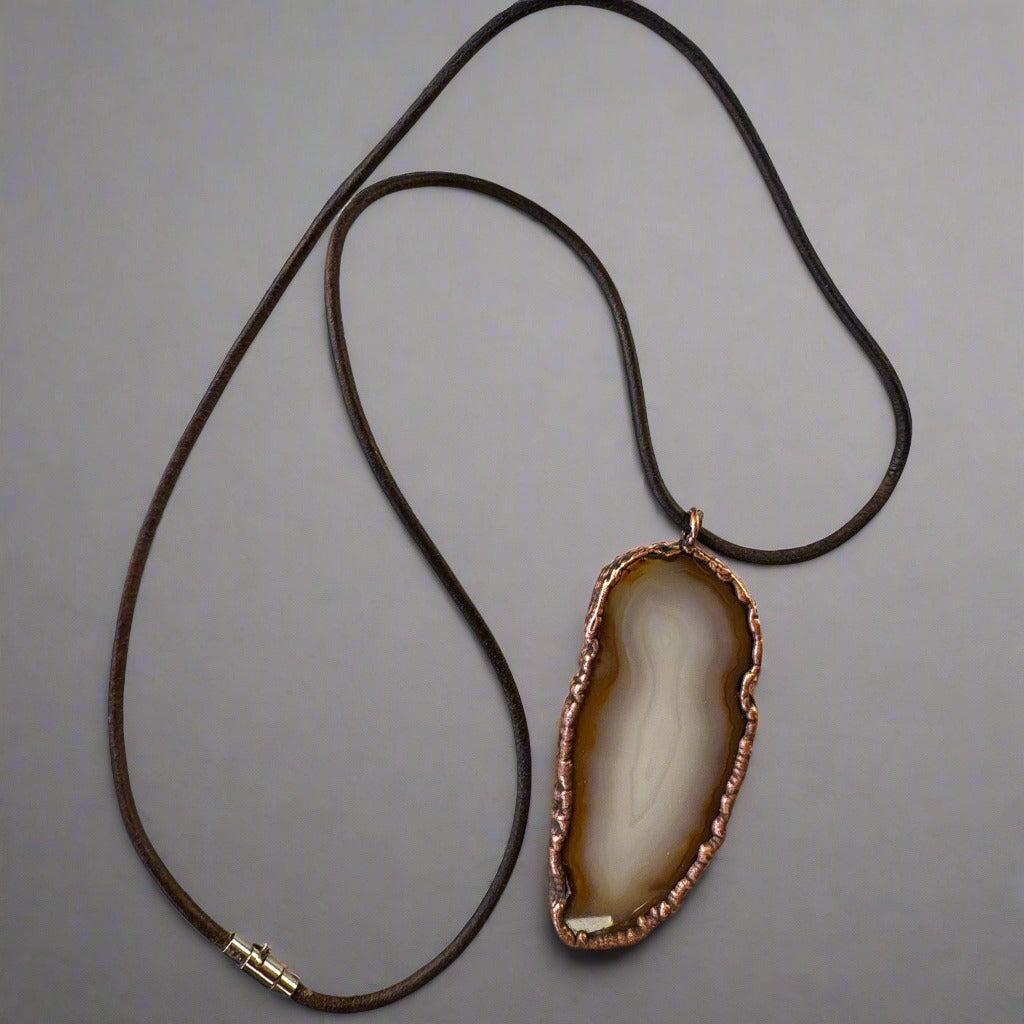 Red Agate Natural Stone Necklace with Copper Pendant - Blackbird & Sage Jewelry