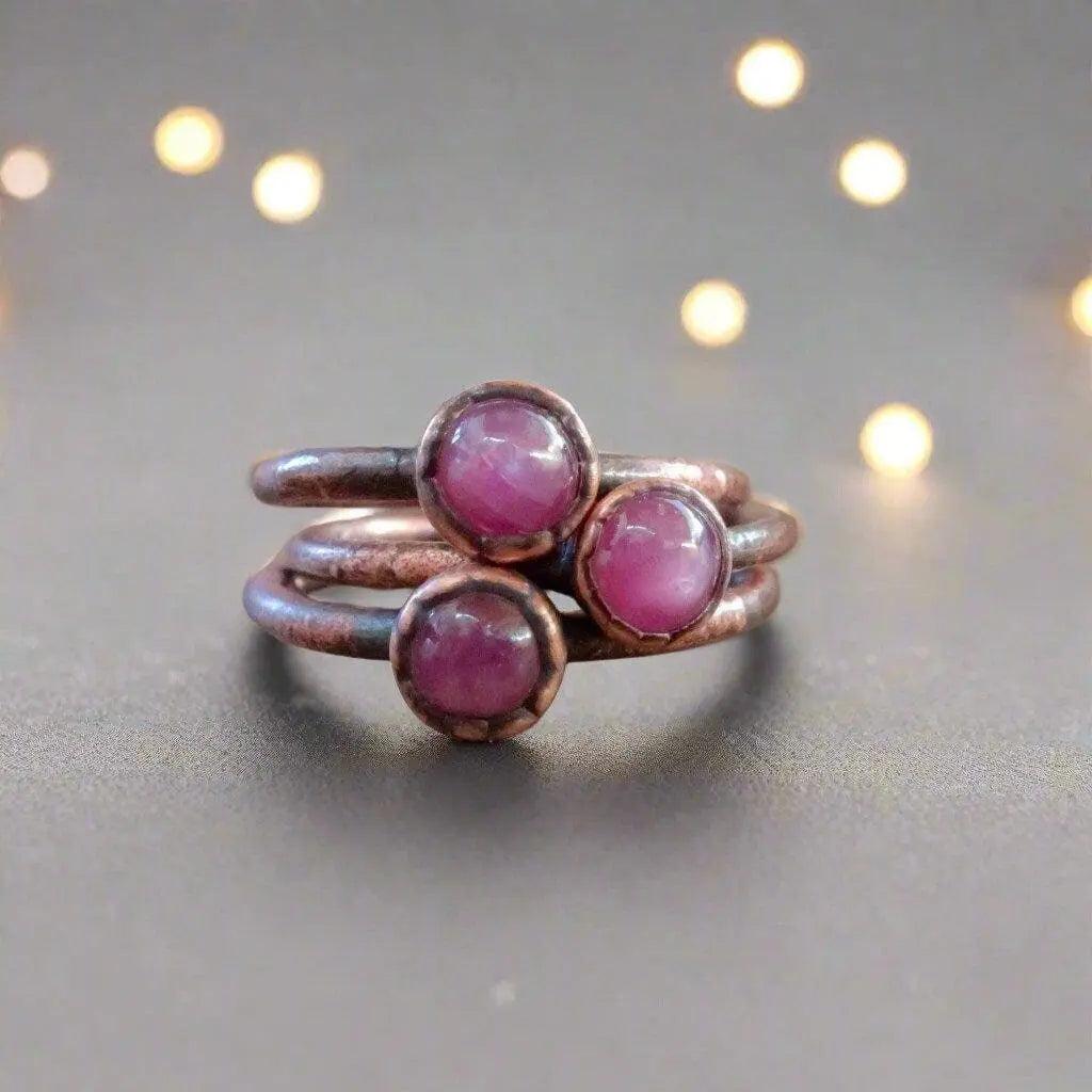 Pink Sapphire Stackable Ring in Copper for Self-Love - Blackbird & Sage Jewelry