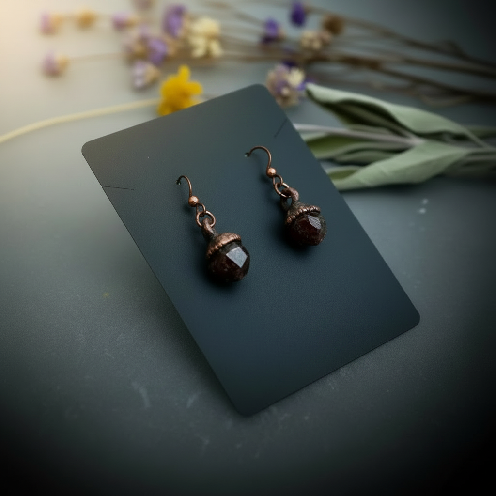 Garnet Earrings — Clean Packaging Card