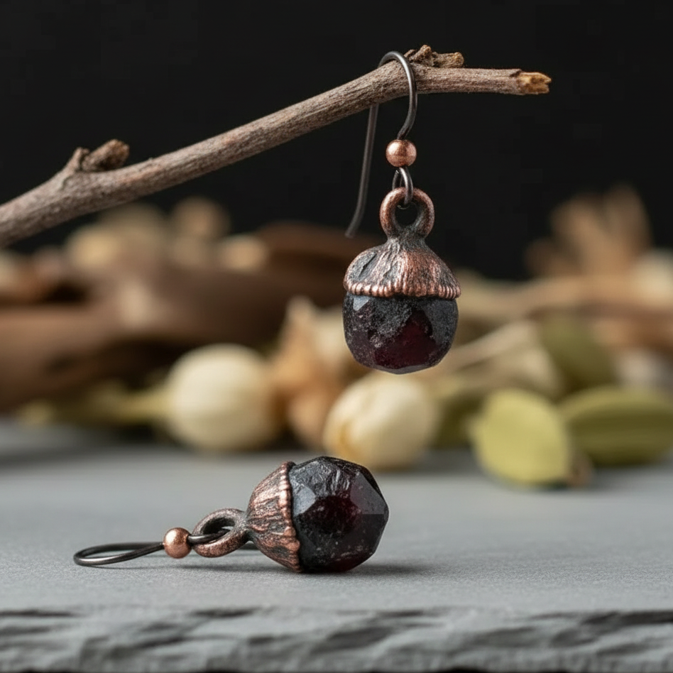 Garnet Earrings — Hanging Profile