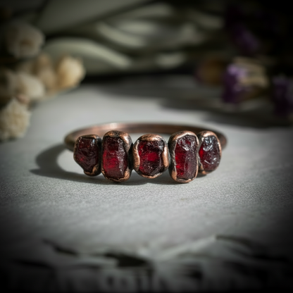 Garnet Ring 4 Stone Close-up