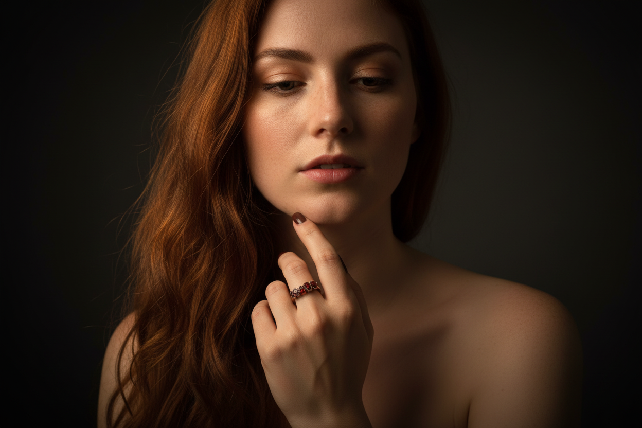 Garnet Ring Model Shot