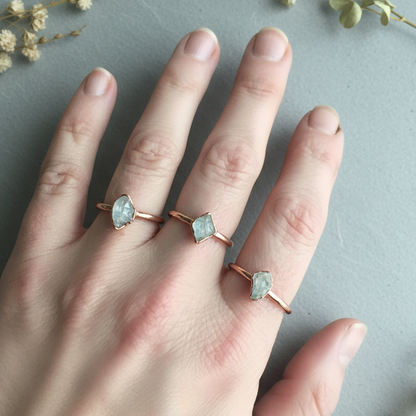 Herkimer Diamond Rings Hand Shot - Slate Surface