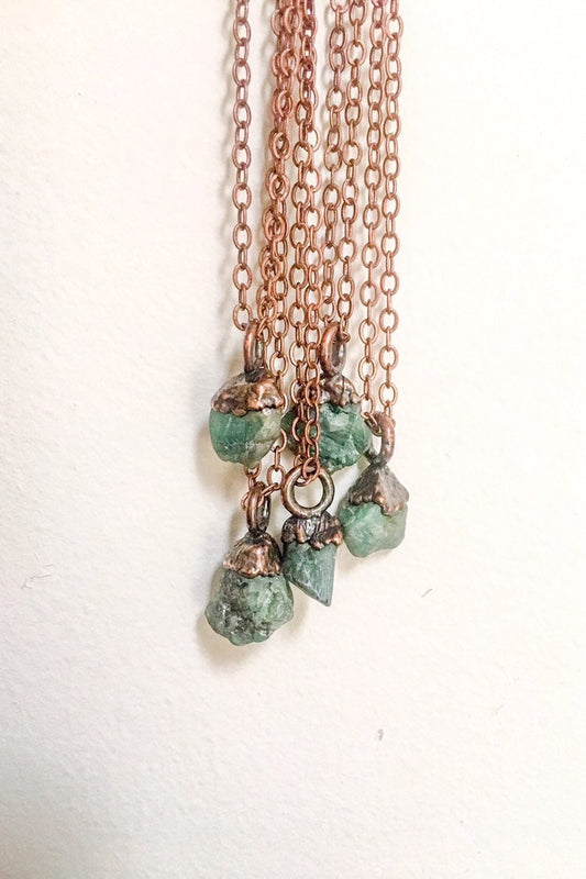 Raw Emerald Birthstone Pendant May Birthstone Jewelry Raw Layered Necklace  Boho Necklace Jewelry Gift for HerBohemian Jewelry Blackbird & Sage Jewelry