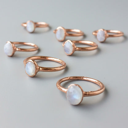 Moonstone Ring | 8x6mm Stone | Electroformed Copper | Bright or Antique Finish
