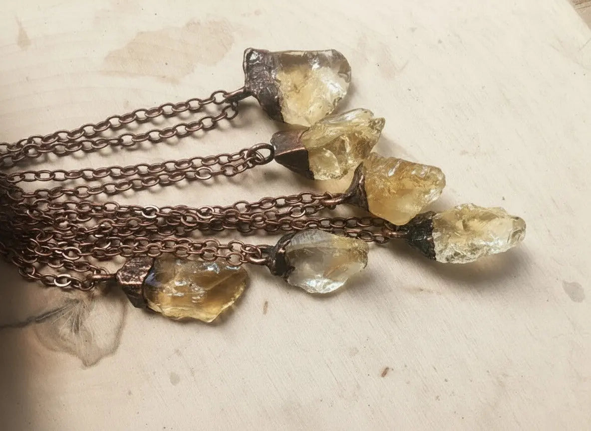 Citrine Necklace — Handcrafted Antique Copper Talisman for Clarity | Blackbird & Sage