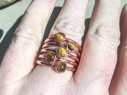Tiger's Eye Stacking Ring in Electroformed Copper, Tigers Eye Ring, Electroformed Jewelry, Rustic Copper Band, Bohemian Crystal Jewelry Blackbird & Sage Jewelry