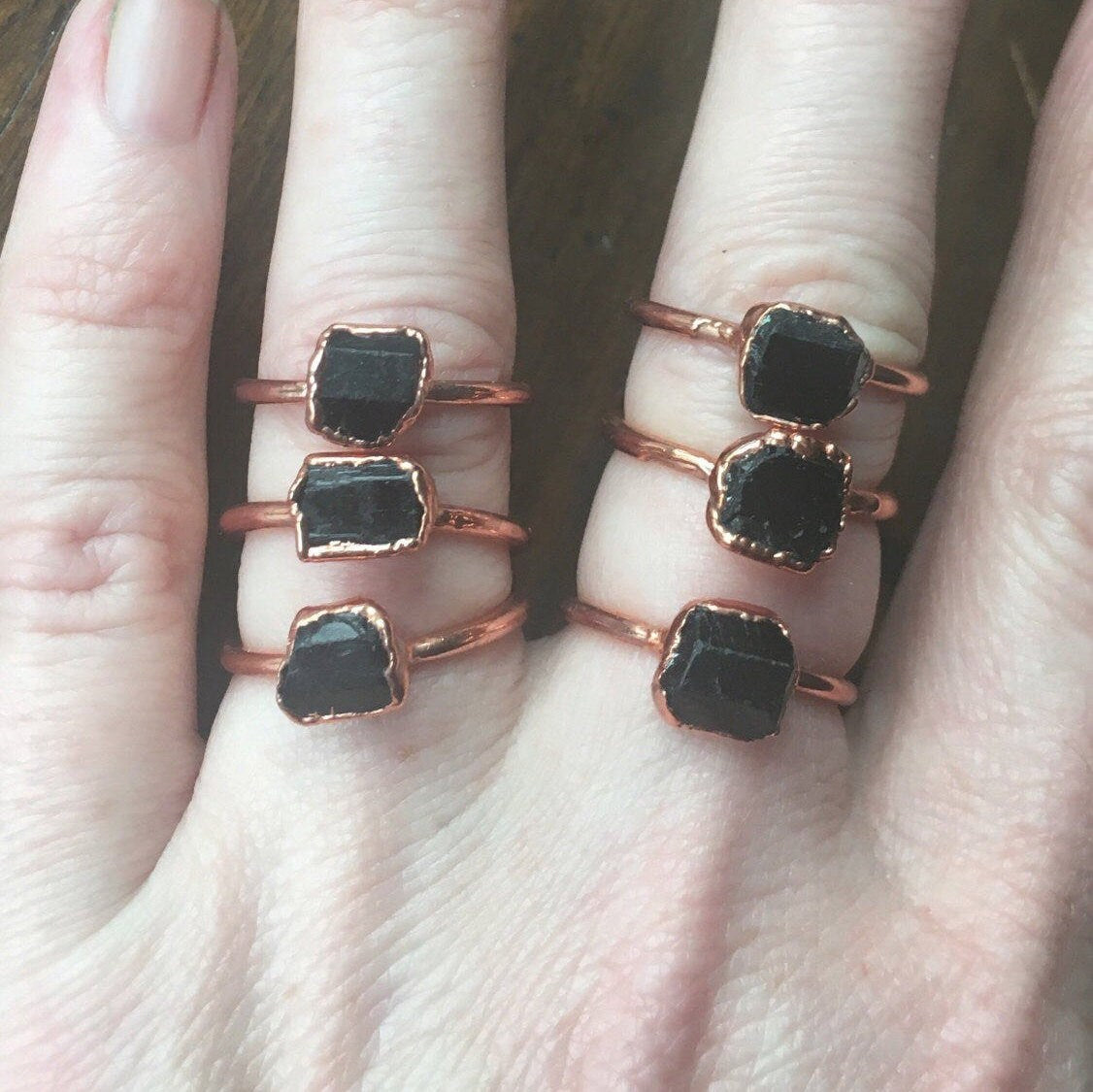 RAW Black Tourmaline Copper Ring, Black Tourmaline Ring, Electroformed Copper Jewelry, Protective Crystal Ring, Valentines Gift Blackbird & Sage Jewelry