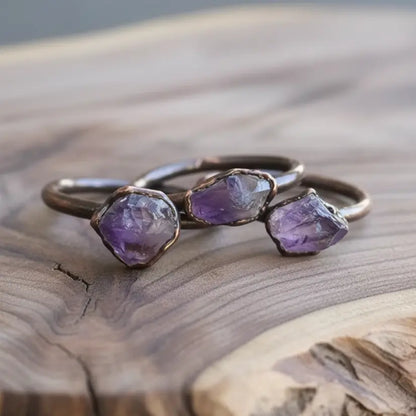 Raw Amethyst Ring: Electroformed Copper Jewelry