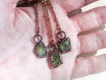 Raw Peridot Necklace / Peridot Birthstone Necklace / Electroformed Peridot Necklace / August Birthstone Pendant / Peridot Layering Necklace