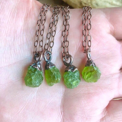 Raw Crystal Raw Peridot Necklace August Birthstone Jewelry Raw Peridot Crystal Pendant Electroformed Peridot Necklace Bohemian Jewelry