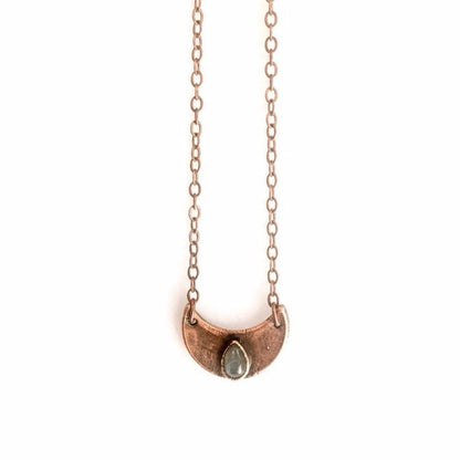 Labradorite Crescent Moon Necklace, Labradorite Crystal Pendant, Labradorite and Copper Jewelry, Electroform Labradorite Necklace for Women Blackbird & Sage Jewelry
