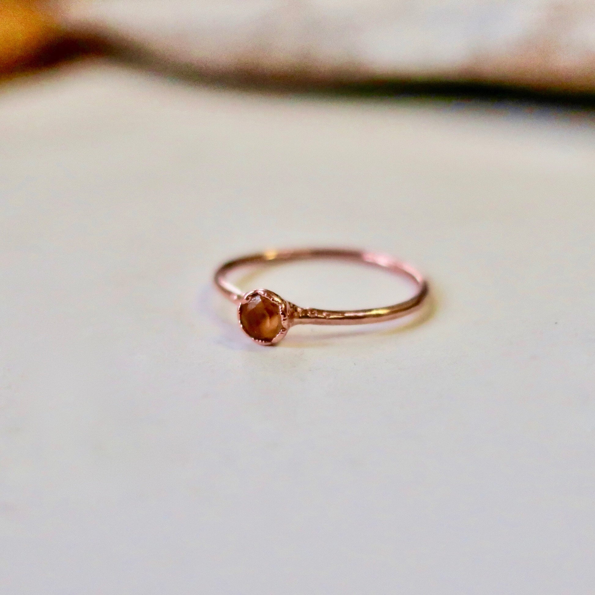 Citrine Electroformed Copper Ring, Dainty Small Stacking Ring, November Birthstone, Boho Citrine Jewelry Gift For Her Blackbird & Sage Jewelry