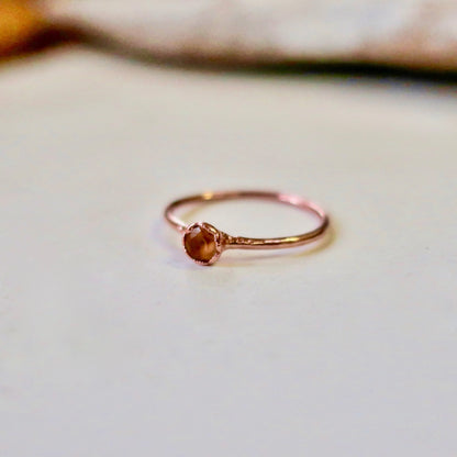 Citrine Electroformed Copper Ring, Dainty Small Stacking Ring, November Birthstone, Boho Citrine Jewelry Gift For Her Blackbird & Sage Jewelry