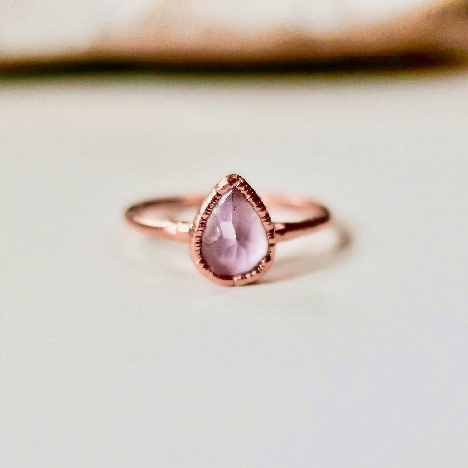 Lavender Amethyst Teardrop Copper Ring, Lavender Amethyst Ring, Electroformed Copper Jewelry, February Birthstone, Bohemian Style Ring Blackbird & Sage Jewelry