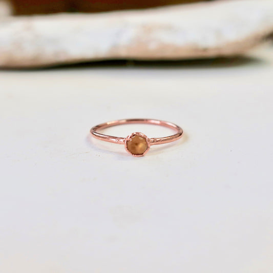 Citrine Electroformed Copper Ring, Dainty Small Stacking Ring, November Birthstone, Boho Citrine Jewelry Gift For Her Blackbird & Sage Jewelry