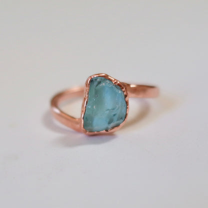 Aquamarine Ring — Handcrafted Copper Talisman for Clarity