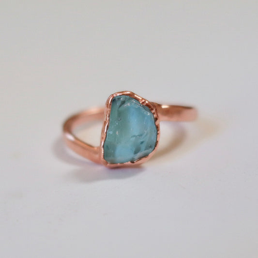 Aquamarine Ring — Handcrafted Copper Talisman for Clarity