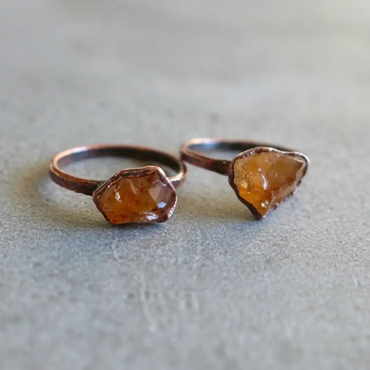 Raw Citrine Ring, November Birthstone Jewelry, Electroformed Copper Band, Jewelry Gift for Her