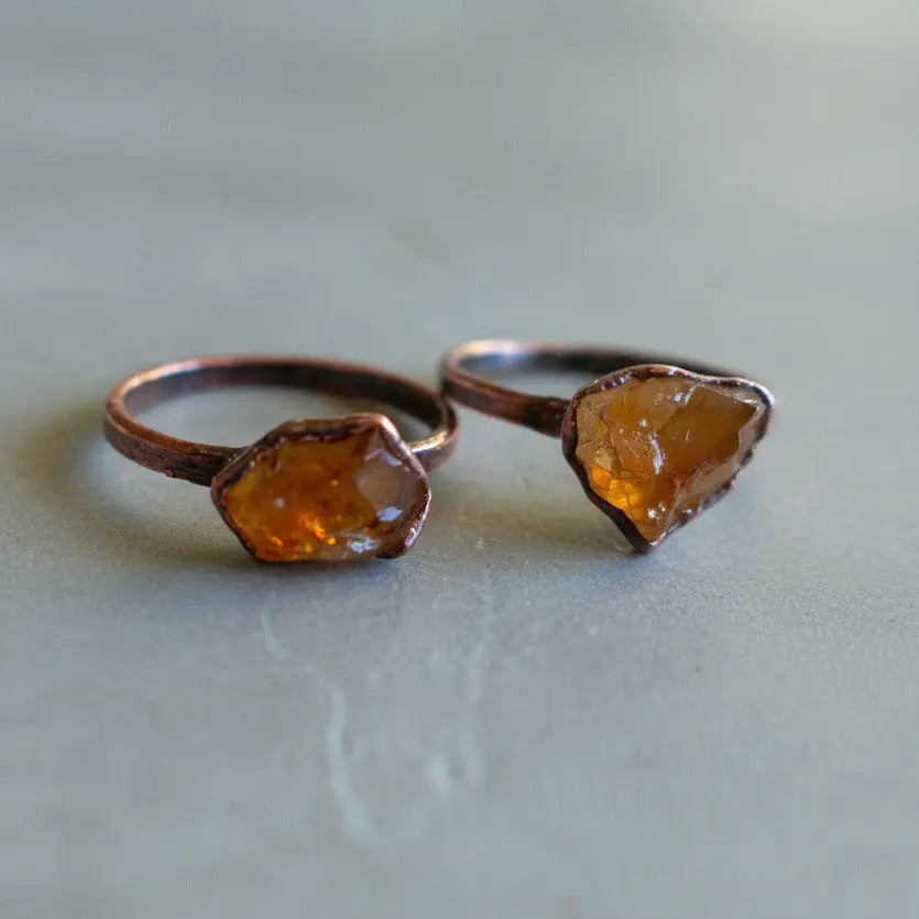 Raw Citrine Ring November Raw Birthstone Jewelry Electroformed Citrine and Ring Jewelry Gift for Her Bohemian Jewelry, Valentines Gift