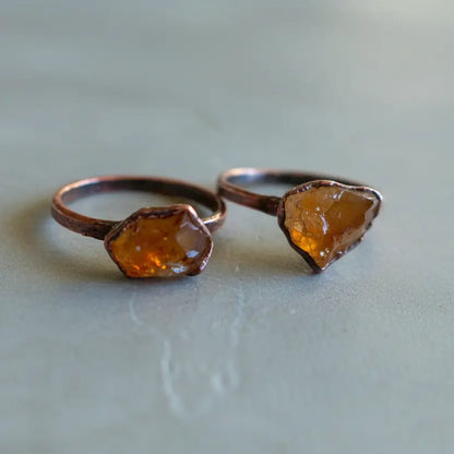Raw Citrine Ring November Raw Birthstone Jewelry Electroformed Citrine and Ring Jewelry Gift for Her Bohemian Jewelry, Valentines Gift