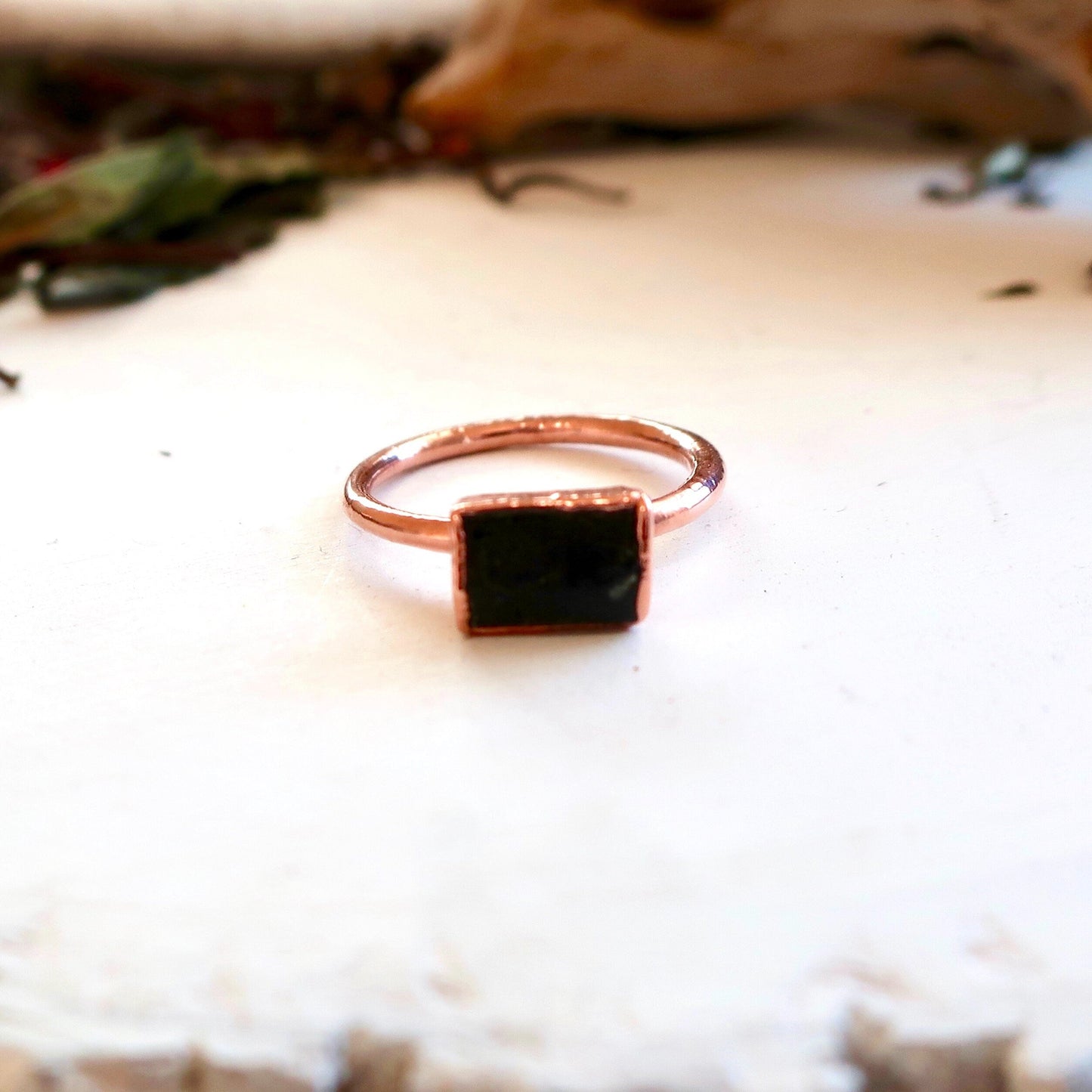 RAW Black Tourmaline Copper Ring, Black Tourmaline Ring, Electroformed Copper Jewelry, Protective Crystal Ring, Valentines Gift Blackbird & Sage Jewelry