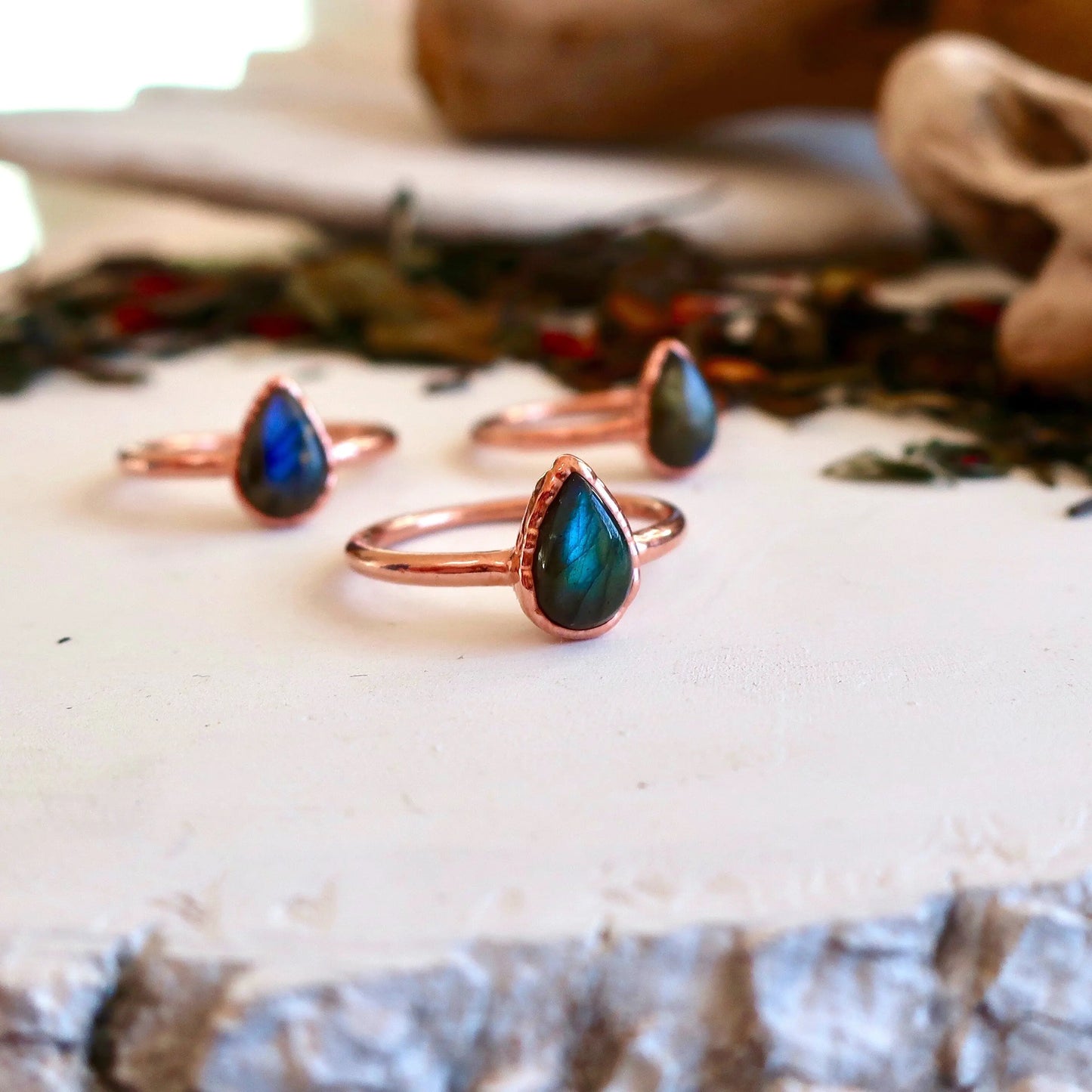 Blue Labradorite Electroformed Ring Labradorite Jewelry Ring for Her Rings for Women Blue Flash Boho Ring Electroformed Ring Blackbird & Sage Jewelry