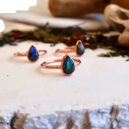 Blue Labradorite Electroformed Ring Labradorite Jewelry Ring for Her Rings for Women Blue Flash Boho Ring Electroformed Ring Blackbird & Sage Jewelry