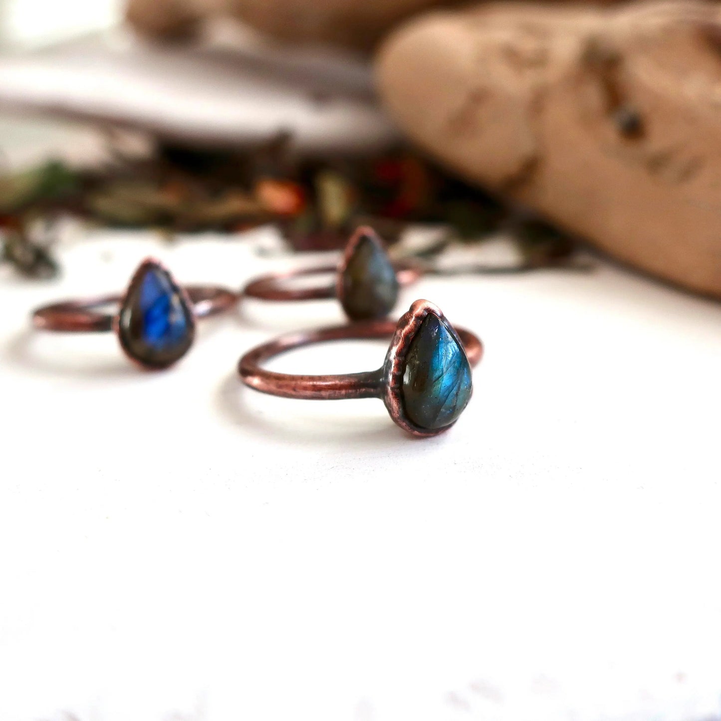 Blue Labradorite Electroformed Ring Labradorite Jewelry Ring for Her Rings for Women Blue Flash Boho Ring Electroformed Ring Blackbird & Sage Jewelry