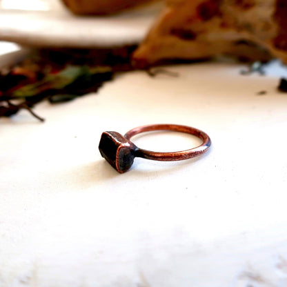 RAW Black Tourmaline Copper Ring, Black Tourmaline Ring, Electroformed Copper Jewelry, Protective Crystal Ring, Valentines Gift Blackbird & Sage Jewelry