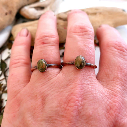 Unakite and Ring, Unakite Jewelry Green Stone Ring for Women Natural Ring for Women Jewelry  Bohemian Jewelry Electroformed Ring Blackbird & Sage Jewelry