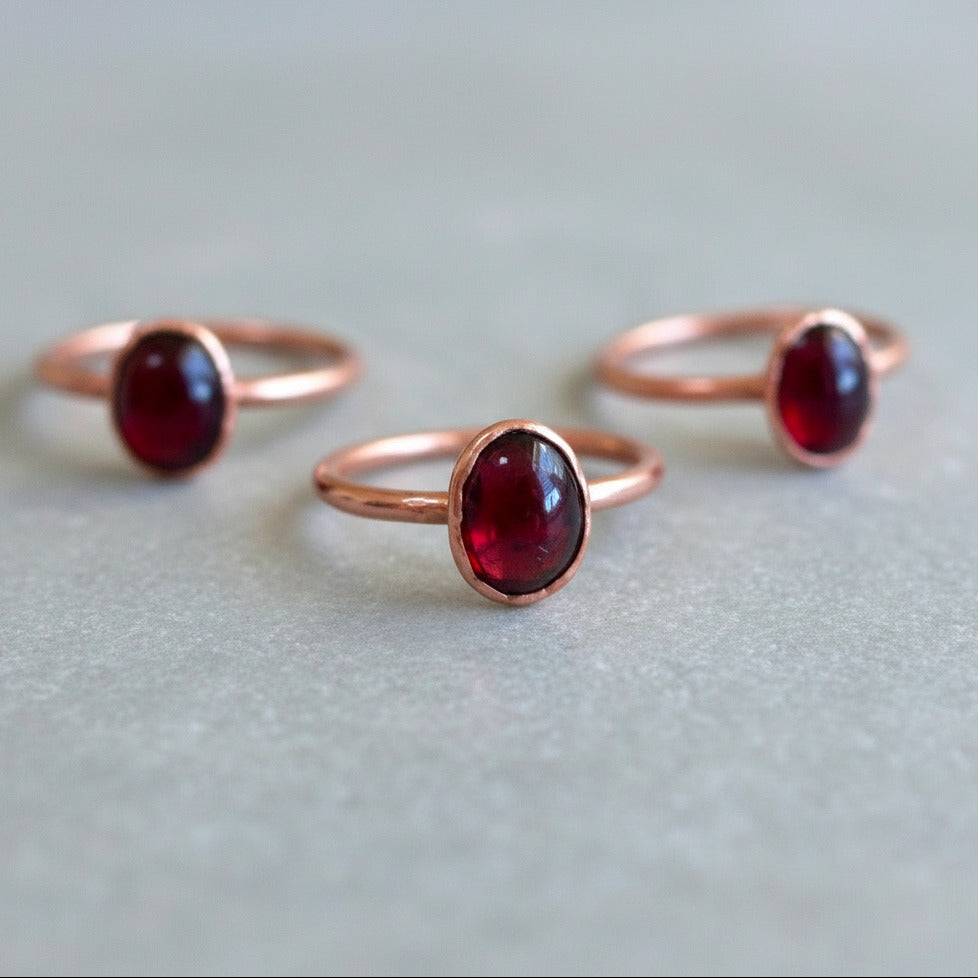 Garnet Copper Ring - Boho | Handmade by Blackbird & Sage 