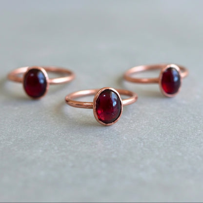 Garnet Copper Ring - Boho | Handmade by Blackbird & Sage 