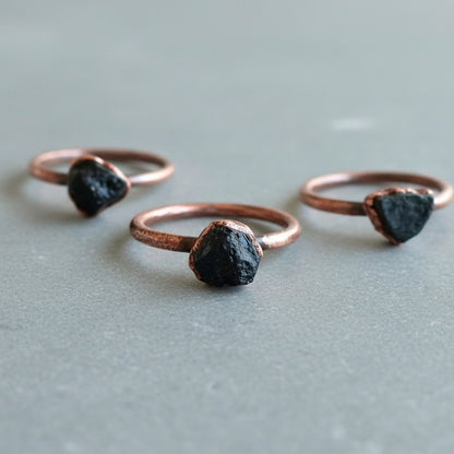 Raw Black Tourmaline Ring | Handmade by Blackbird & Sage