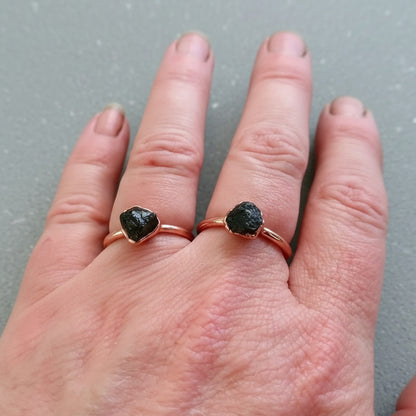 Raw Black Tourmaline Ring | Handmade by Blackbird & Sage