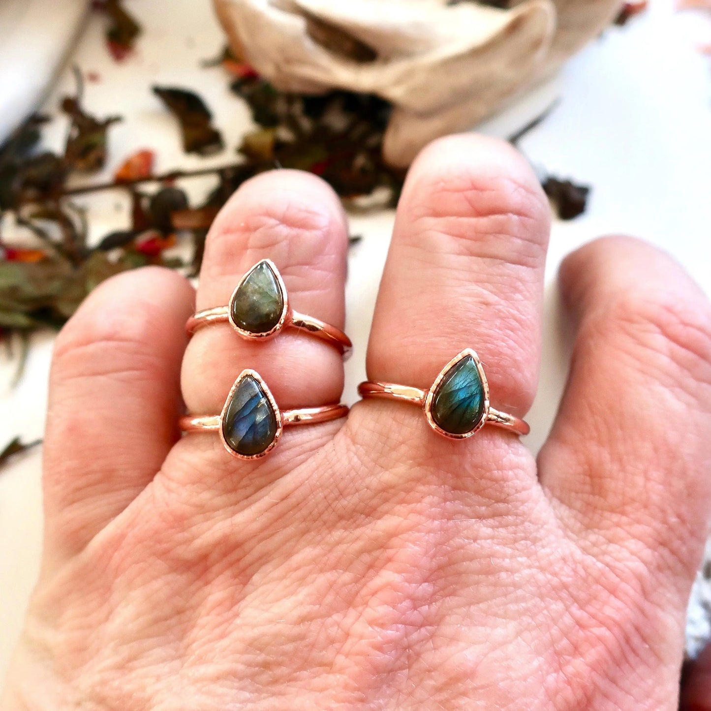 Blue Labradorite Electroformed Ring Labradorite Jewelry Ring for Her Rings for Women Blue Flash Boho Ring Electroformed Ring Blackbird & Sage Jewelry