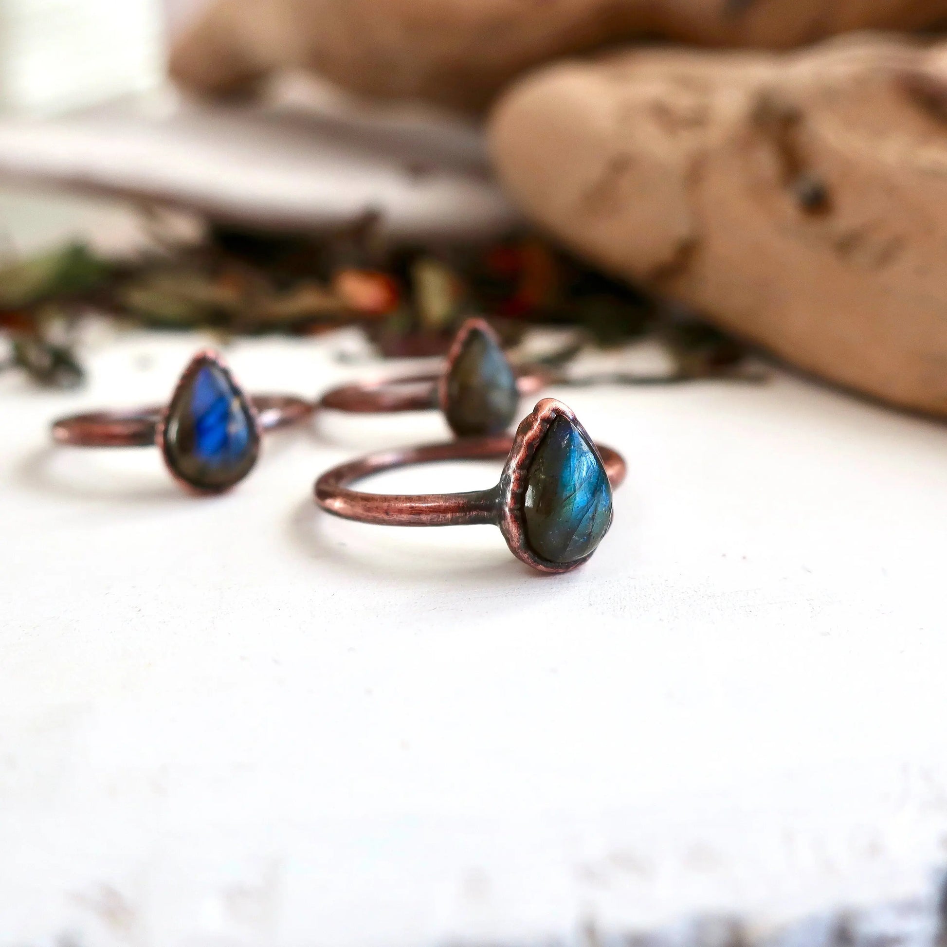 Blue Labradorite Electroformed Ring Labradorite Jewelry Ring for Her Rings for Women Blue Flash Boho Ring Electroformed Ring Blackbird & Sage Jewelry