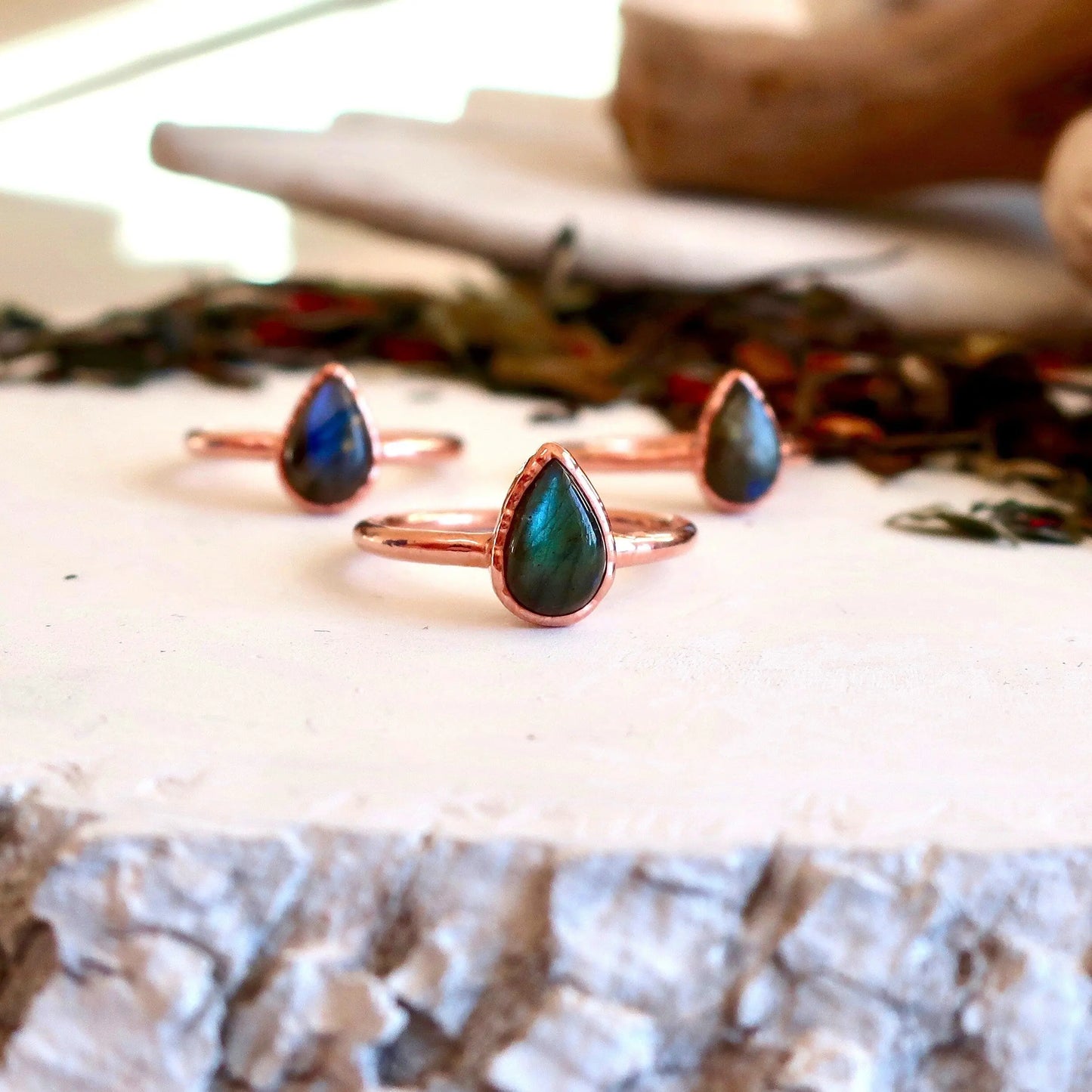 Blue Labradorite Electroformed Ring Labradorite Jewelry Ring for Her Rings for Women Blue Flash Boho Ring Electroformed Ring Blackbird & Sage Jewelry