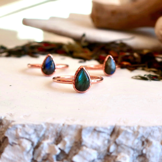 Blue Labradorite Electroformed Ring Labradorite Jewelry Ring for Her Rings for Women Blue Flash Boho Ring Electroformed Ring Blackbird & Sage Jewelry