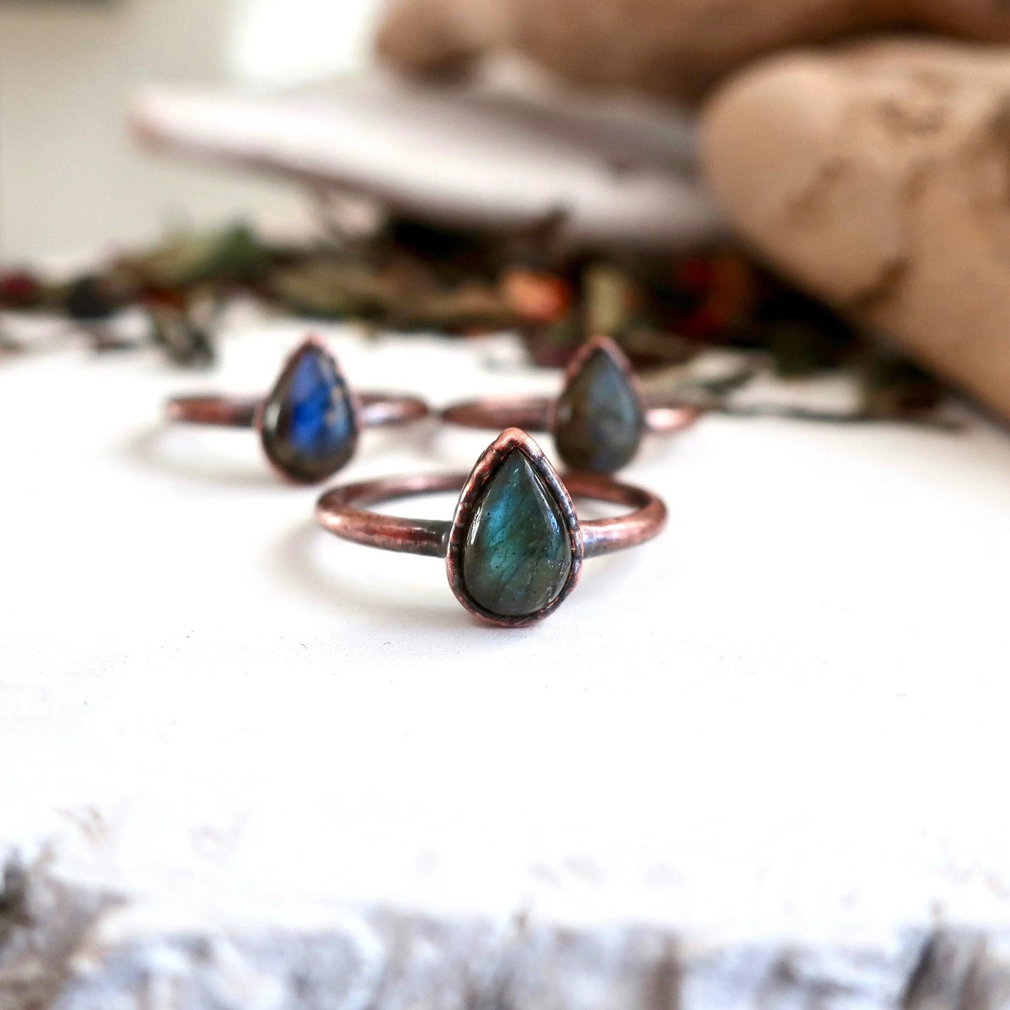 Blue Labradorite Electroformed Ring Labradorite Jewelry Ring for Her Rings for Women Blue Flash Boho Ring Electroformed Ring Blackbird & Sage Jewelry