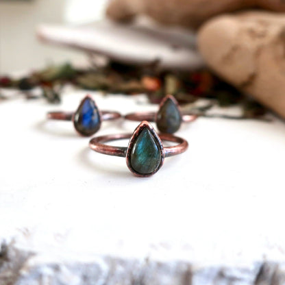 Blue Labradorite Electroformed Ring Labradorite Jewelry Ring for Her Rings for Women Blue Flash Boho Ring Electroformed Ring Blackbird & Sage Jewelry